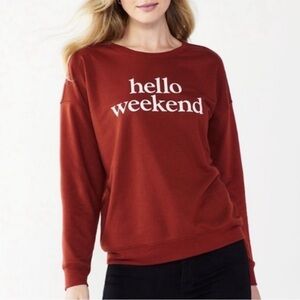Nine West Hello Weekend Crewneck Graphic Sweatshirt Size Medium